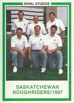 1987 Saskatchewan Roughriders #NNO John Hufnagel/John Gregory/Ted Heath/Gary Hoffman/Mike Samples/Dick Adams Front