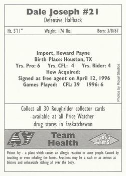 1997 Saskatchewan Roughriders #11 Dale Joseph Back