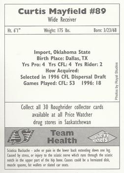1997 Saskatchewan Roughriders #17 Curtis Mayfield Back