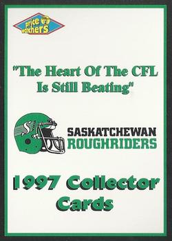 1997 Saskatchewan Roughriders #1 Header Card Front