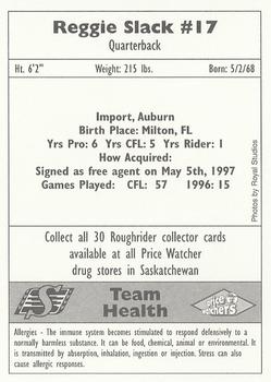 1997 Saskatchewan Roughriders #25 Reggie Slack Back