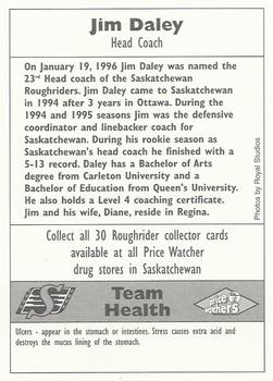 1997 Saskatchewan Roughriders #28 Jim Daley Back
