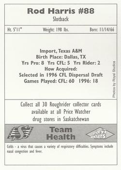 1997 Saskatchewan Roughriders #9 Rod Harris Back