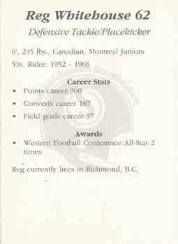 1991 Saskatchewan Roughriders 25th Anniversary Grey Cup 1966-1991 #NNO Reg Whitehouse Back