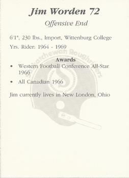 1991 Saskatchewan Roughriders 25th Anniversary Grey Cup 1966-1991 #NNO Jim Worden Back