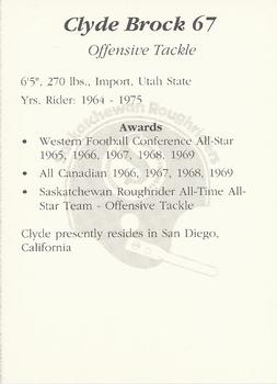 1991 Saskatchewan Roughriders 25th Anniversary Grey Cup 1966-1991 #NNO Clyde Brock  Back