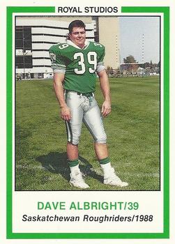 1988 Saskatchewan Roughriders #NNO Dave Albright  Front