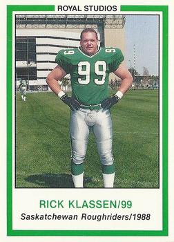 1988 Saskatchewan Roughriders #NNO Rick Klassen Front