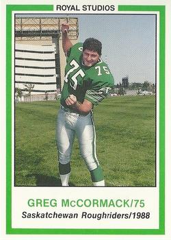 1988 Saskatchewan Roughriders #NNO Greg McCormack  Front