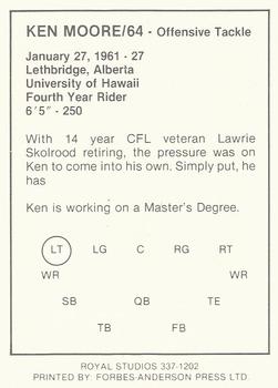 1988 Saskatchewan Roughriders #NNO Ken Moore Back