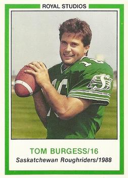 1988 Saskatchewan Roughriders #NNO Tom Burgess Front