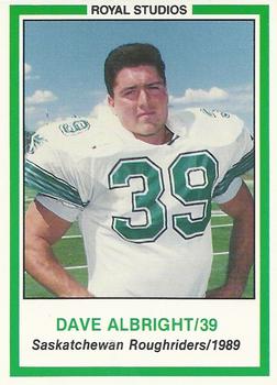 1989 Royal Studios Saskatchewan Roughriders #NNO Dave Albright  Front