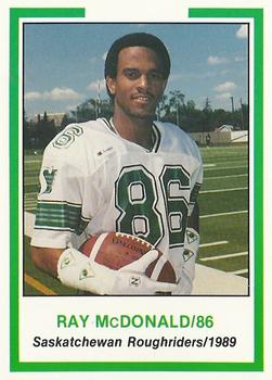 1989 Royal Studios Saskatchewan Roughriders #NNO Ray McDonald CFL Front