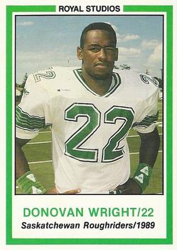 1989 Royal Studios Saskatchewan Roughriders #NNO Donovan Wright  Front