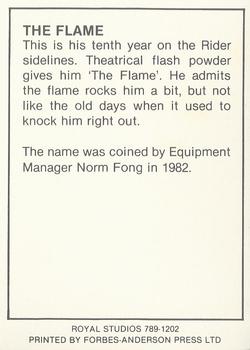 1989 Royal Studios Saskatchewan Roughriders #NNO The Flame Back