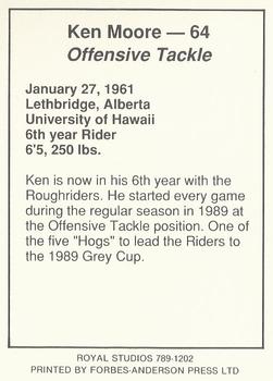 1990 Saskatchewan Roughriders #NNO Ken Moore Back