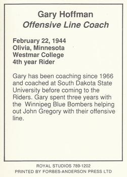 1990 Saskatchewan Roughriders #NNO Gary Hoffman Back