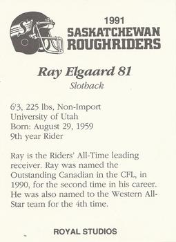 1991 Saskatchewan Roughriders #NNO Ray Elgaard  Back