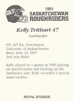 1991 Saskatchewan Roughriders #NNO Kelly Trithart  Back