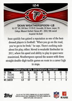 2012 Topps #124 Sean Weatherspoon Back