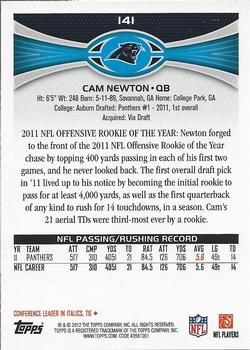 2012 Topps #141 Cam Newton Back