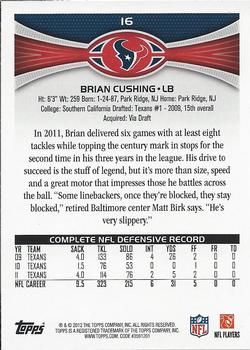 2012 Topps #16 Brian Cushing Back