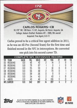 2012 Topps #172 Carlos Rogers Back