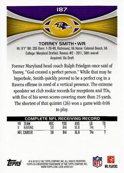 2012 Topps #187 Torrey Smith Back