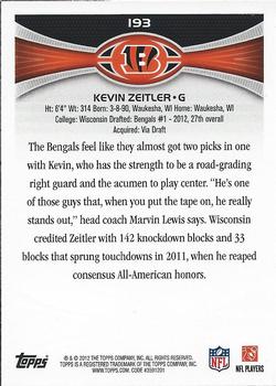 2012 Topps #193 Kevin Zeitler Back