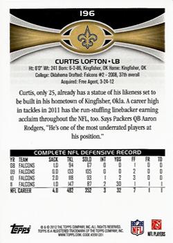 2012 Topps #196 Curtis Lofton Back