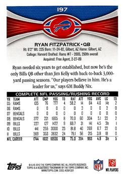 2012 Topps #197 Ryan Fitzpatrick Back