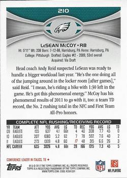 2012 Topps #210 LeSean McCoy Back