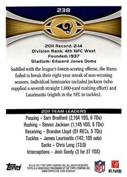 2012 Topps #238 St. Louis Rams Back
