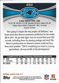 2012 Topps #250 Cam Newton Back