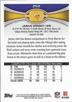2012 Topps #252 Jarius Wright Back