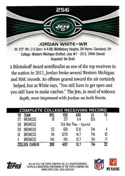 2012 Topps #256 Jordan White Back