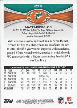 2012 Topps #276 Matt Moore Back