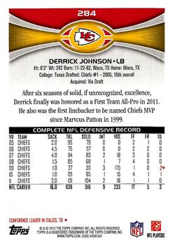 2012 Topps #284 Derrick Johnson Back