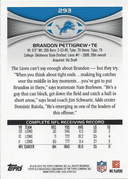 2012 Topps #293 Brandon Pettigrew Back