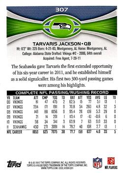 2012 Topps #307 Tarvaris Jackson Back