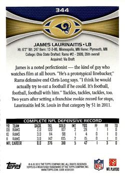 2012 Topps #344 James Laurinaitis Back