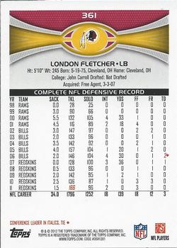 2012 Topps #361 London Fletcher Back