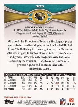 2012 Topps #389 Mike Thomas Back