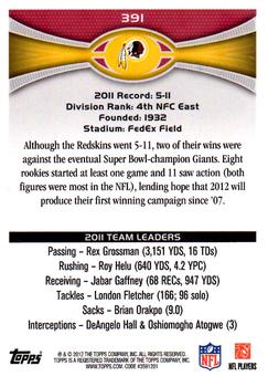 2012 Topps #391 Washington Redskins: London Fletcher / Brian Orakpo Back