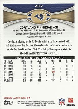 2012 Topps #437 Cortland Finnegan Back