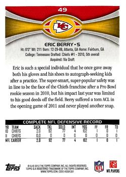 2012 Topps #49 Eric Berry Back