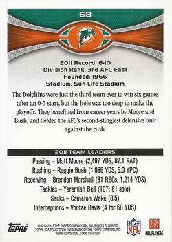 2012 Topps #68 Dolphins Team Leaders Back