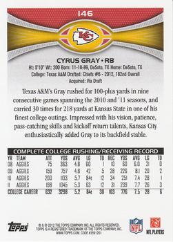 2012 Topps #146 Cyrus Gray Back