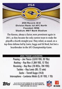 2012 Topps #254 Baltimore Ravens: Anquan Boldin / Ray Rice Back