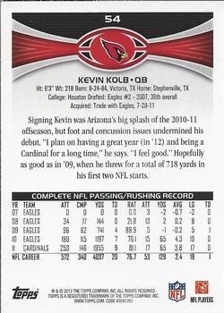 2012 Topps #54 Kevin Kolb Back